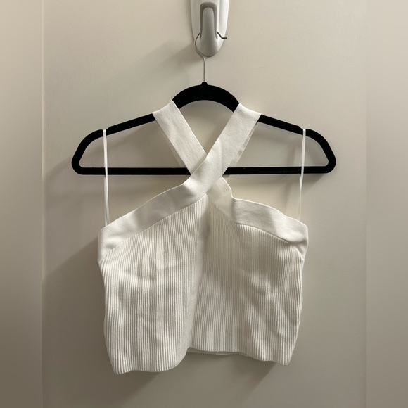 Aritzia Babaton Sculpt Knit Criss Cross Cropped Tank NWOT | Size XL - Picture 3 of 4